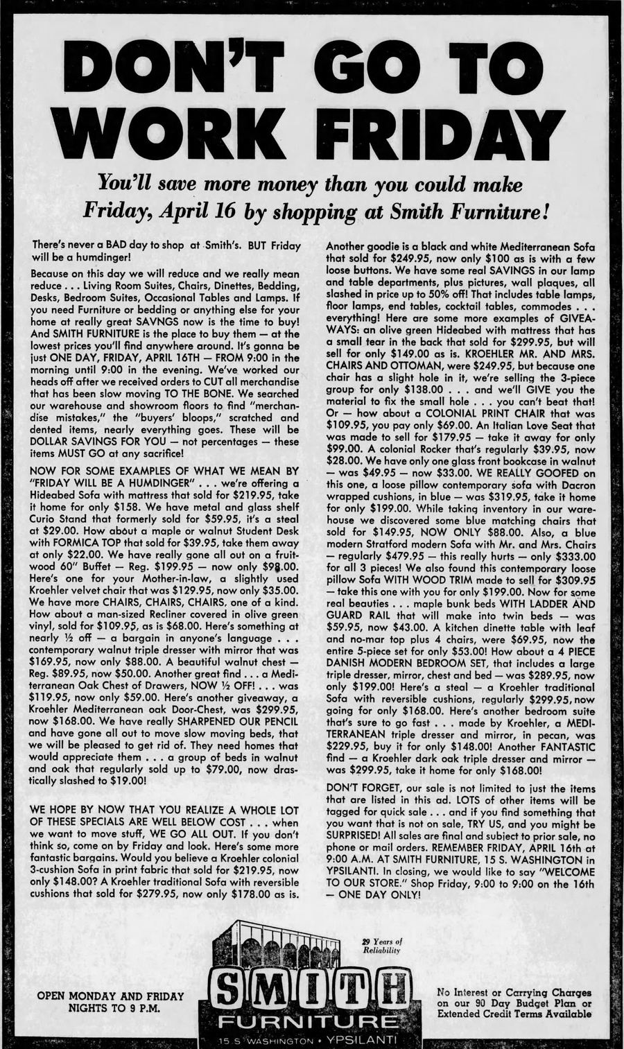 Smith Furniture - Apr 15 1971 Article